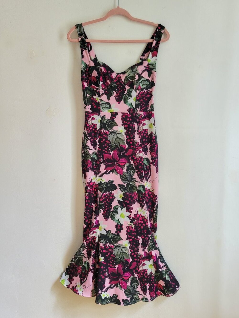 Zara Fruit Floral Print Mermaid Midi Dress
